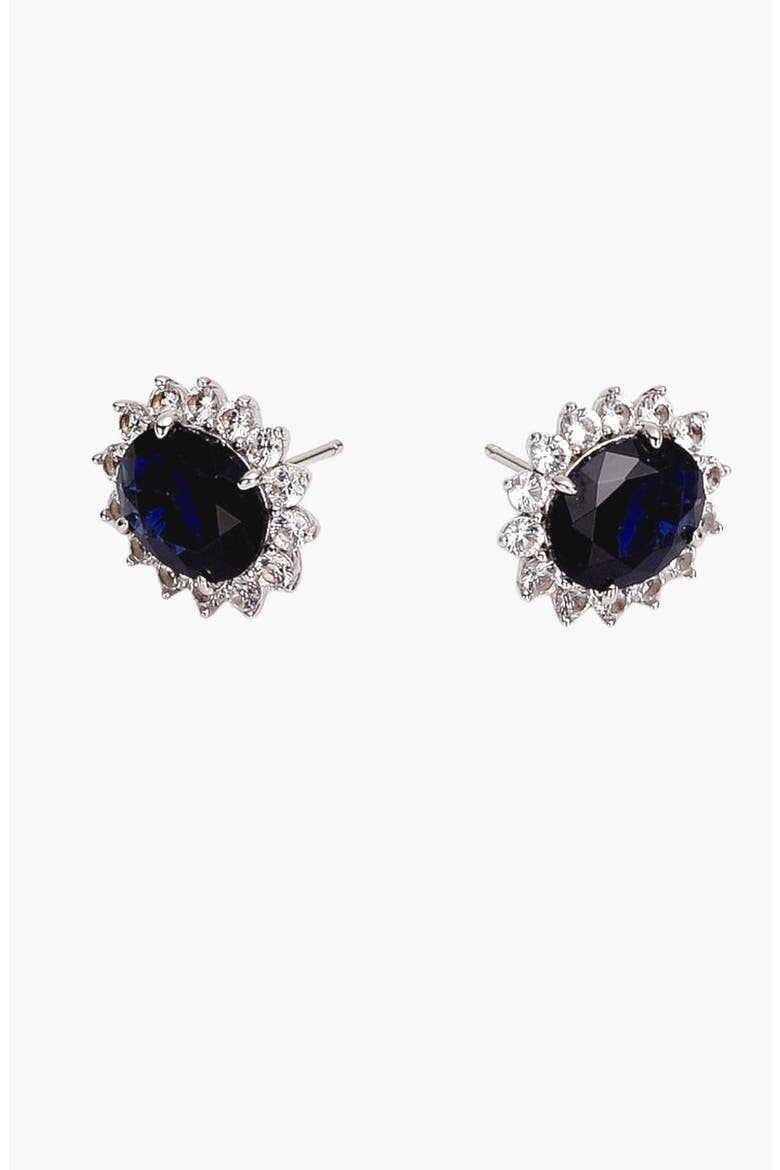 Diana Stud Earrings, Alternate, color, White Gold Vermeil