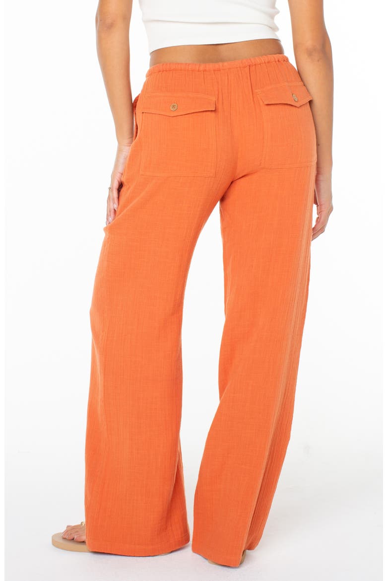 Iyla Cotton Crinkle Gauze Wide Leg Pants, Alternate, color, GINGER SPICE