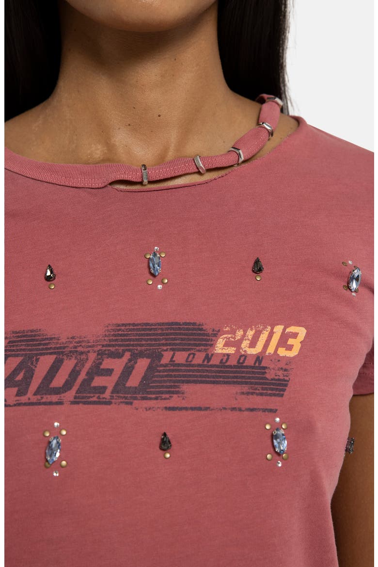 Distressed Jewel Crop T-Shirt, Alternate, color, RED