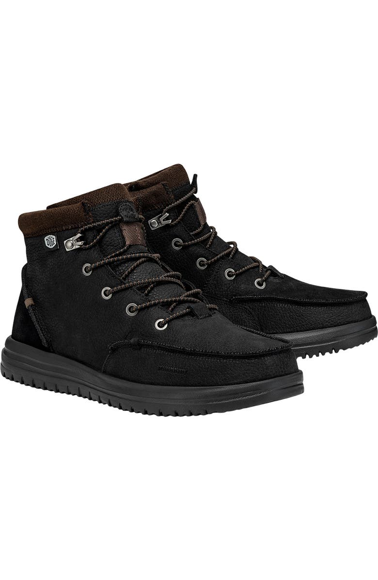 Hey Dude Bradley Water Repellent Leather Boot, Main, color, Black