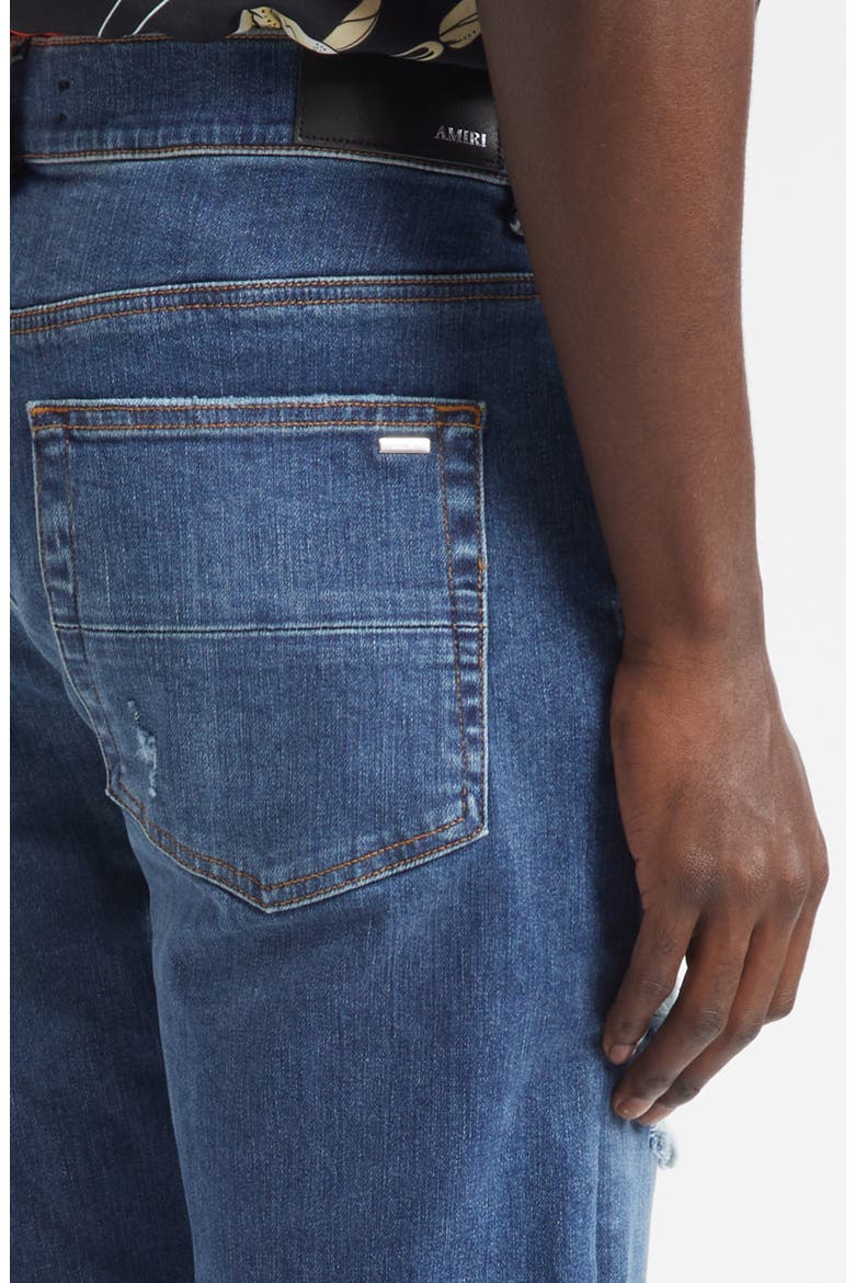 Thrasher Slim Fit Distressed Floral Velvet Patch Jeans, Alternate, color, DARK INDIGO