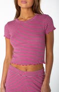 Roxy Poolside Striped Ribbed Crop T-Shirt
