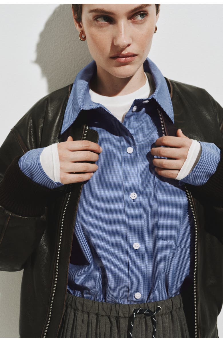 H&M Oversized Cotton Poplin Shirt, Alternate, color, Blue/Checked