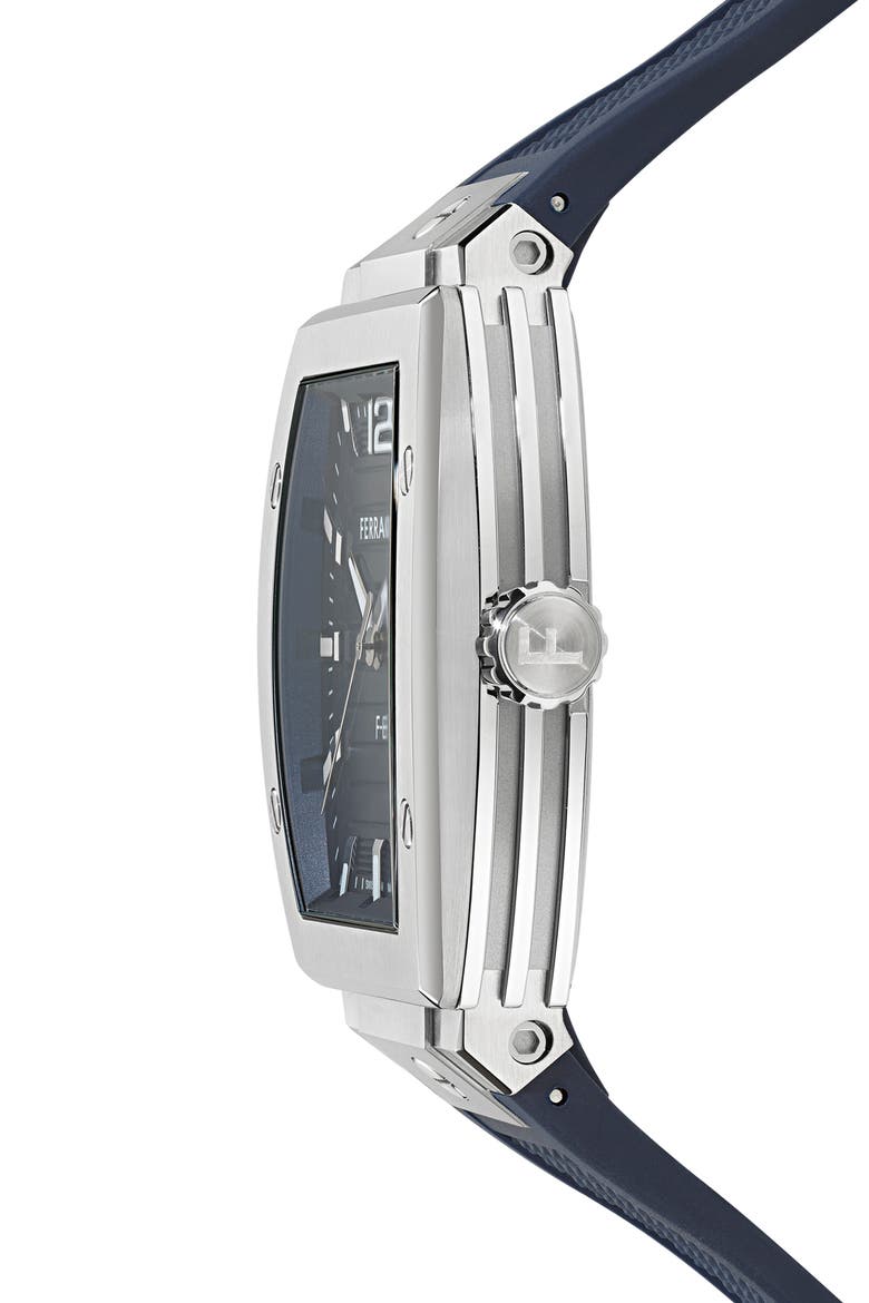 F-80 Tonneau Silicone Strap Watch, 42mm, Alternate, color, STAINLESS STEEL/BLUE