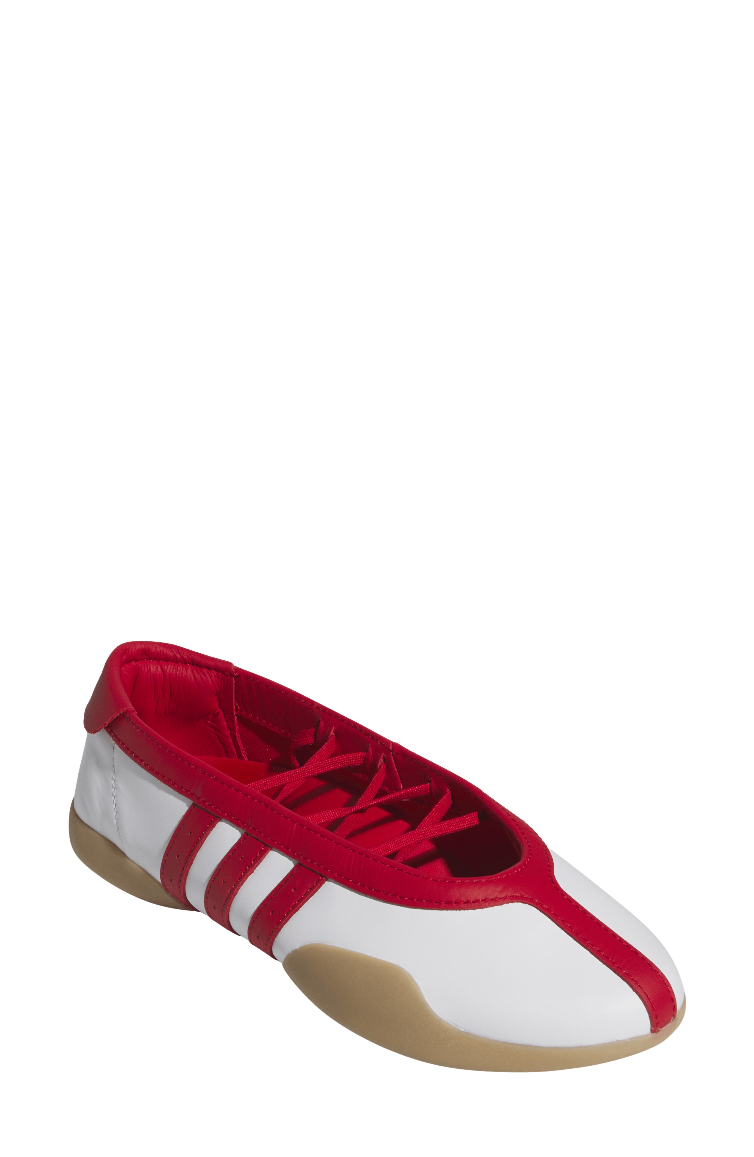 adidas Taekwondo Mei Ballet Flat, Main, color, White/ Scarlet/ Gum 3