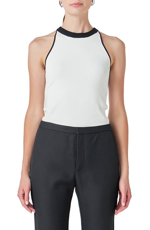 Contrast Detail Sleeveless Top
