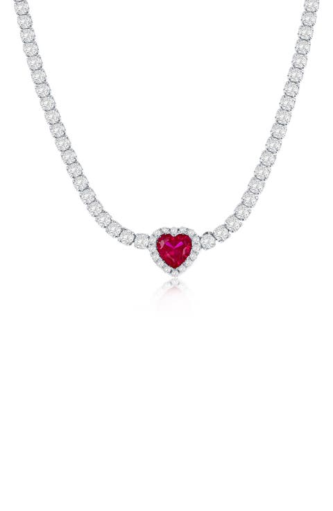 Heart Cubic Zirconia Tennis Necklace