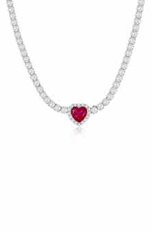 SIMONA Heart Cubic Zirconia Tennis Necklace