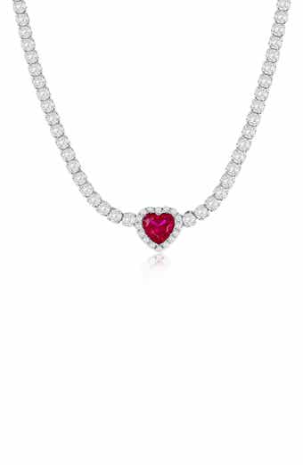 SIMONA Heart Cubic Zirconia Tennis Necklace