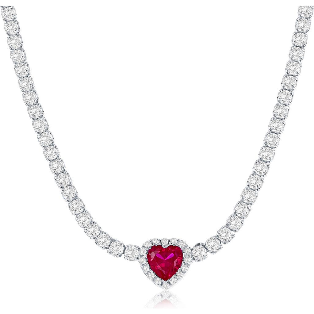 Simona Heart Cubic Zirconia Tennis Necklace