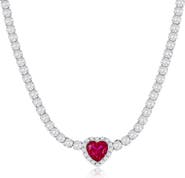 SIMONA Heart Cubic Zirconia Tennis Necklace