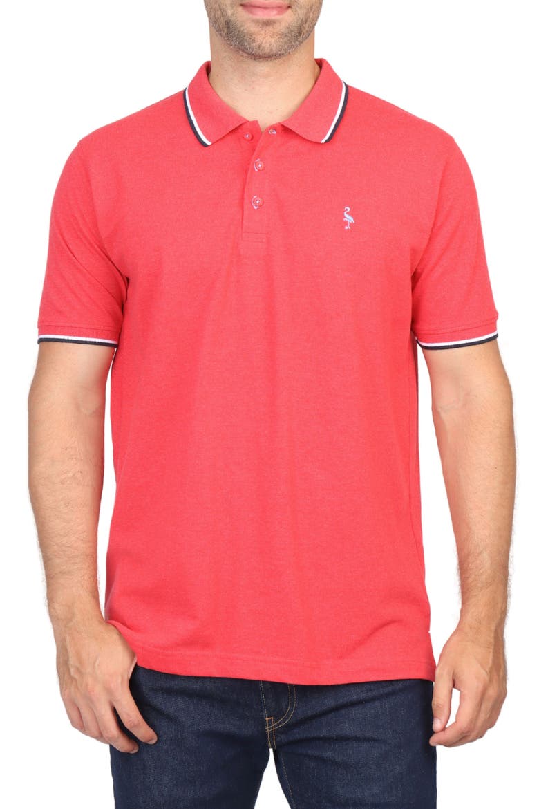 Micro Tipped Piqué Polo, Main, color, RED HEATHER