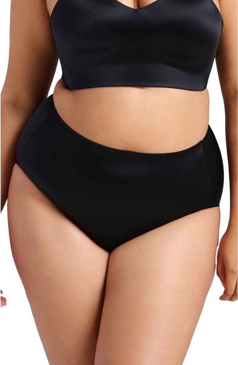 Siella Smooth Satin Brief, Main, color, Black