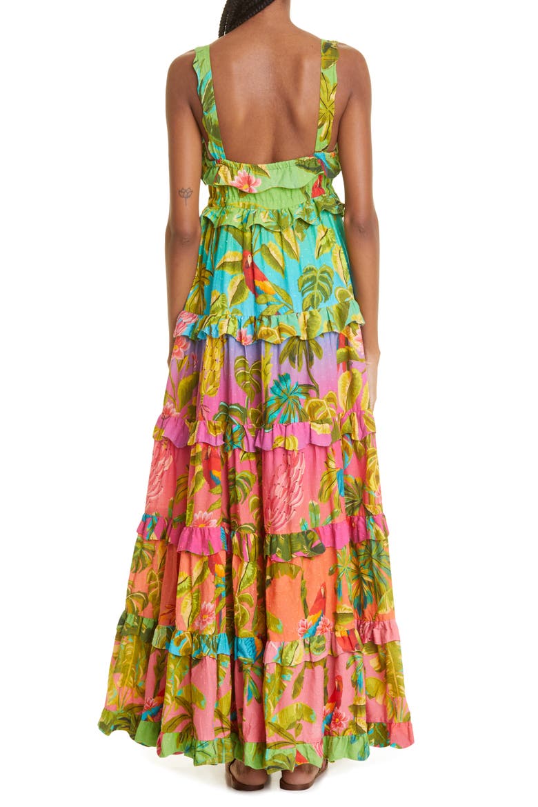 Ombré Forest Tiered Cotton Maxi Dress, Alternate, color, MULTI