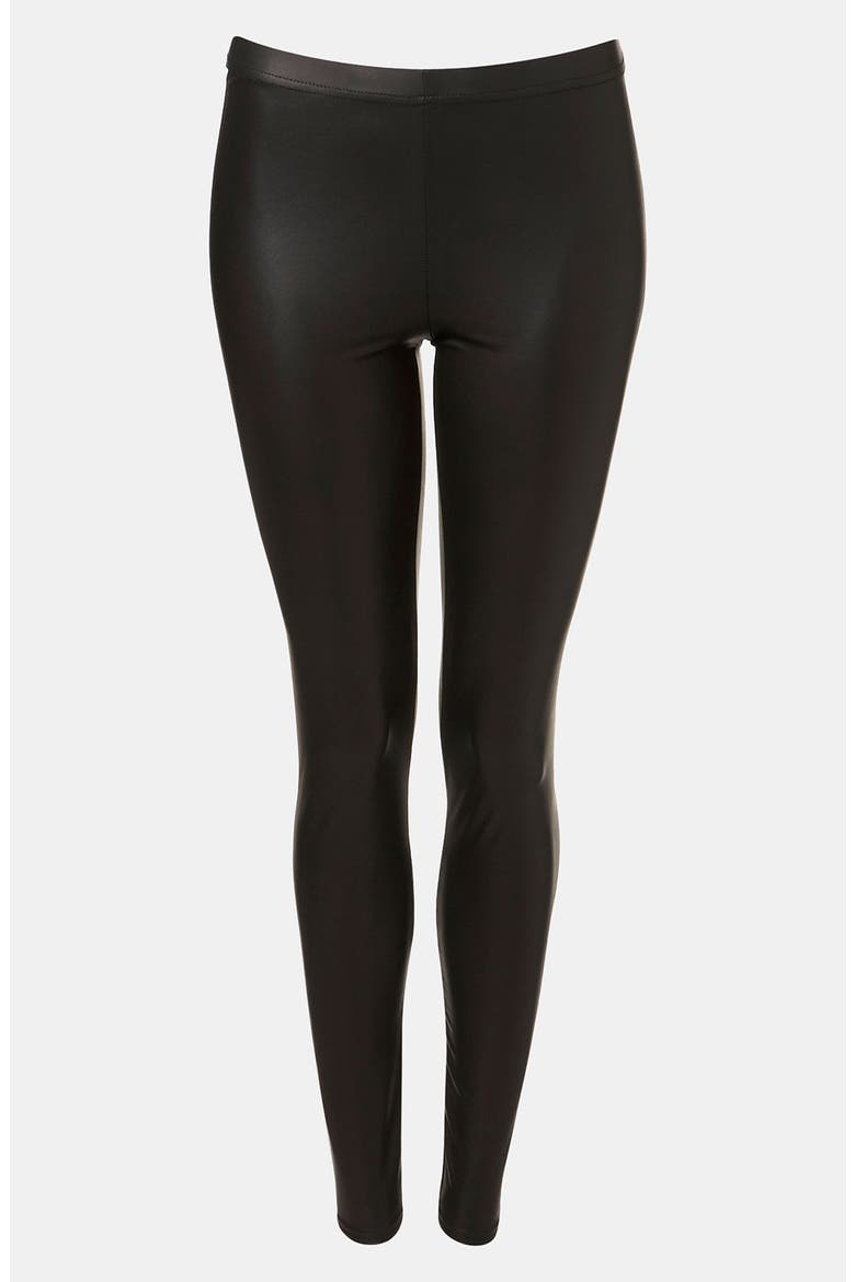 Faux Leather Leggings, Alternate, color, BLACK