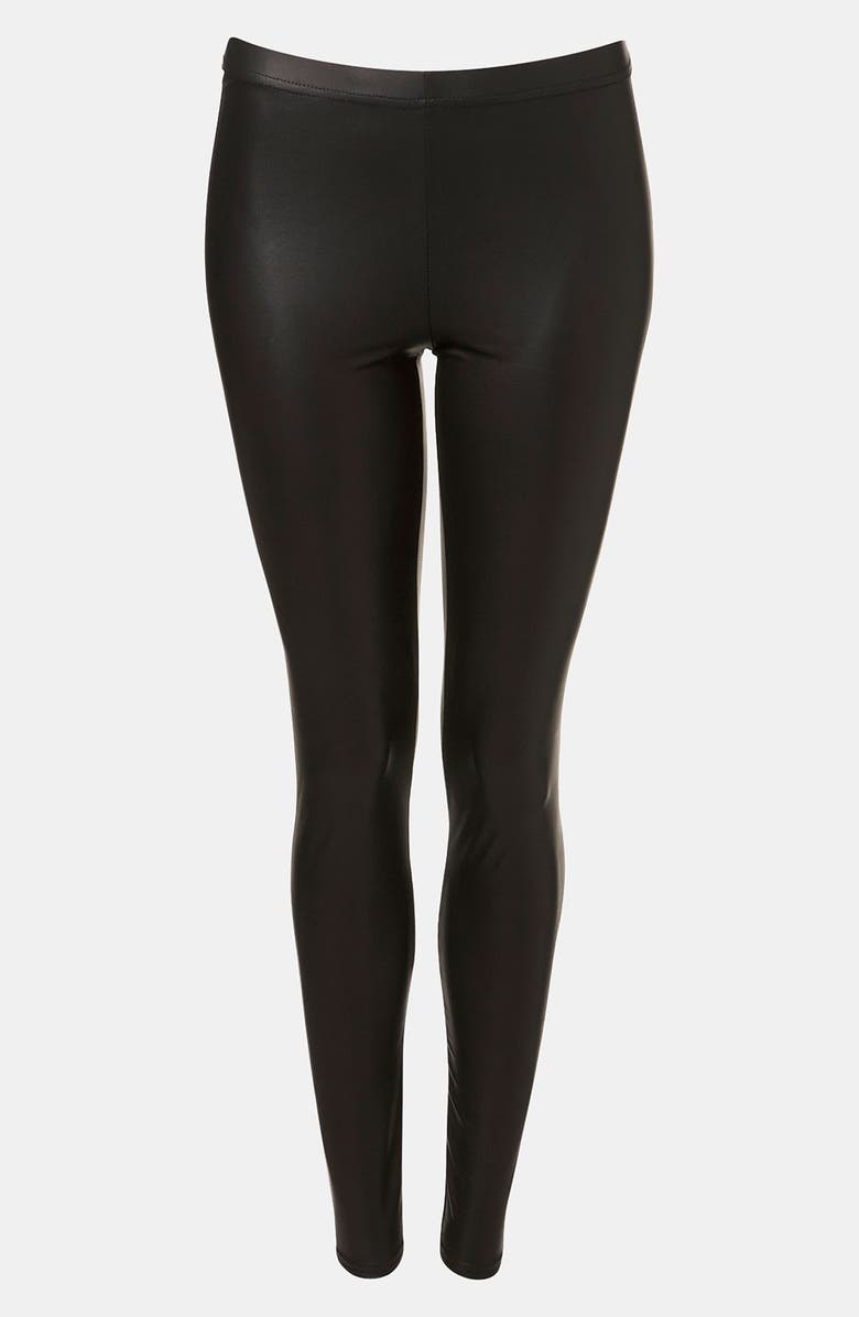 Topshop Faux Leather Leggings, Alternate, color, 