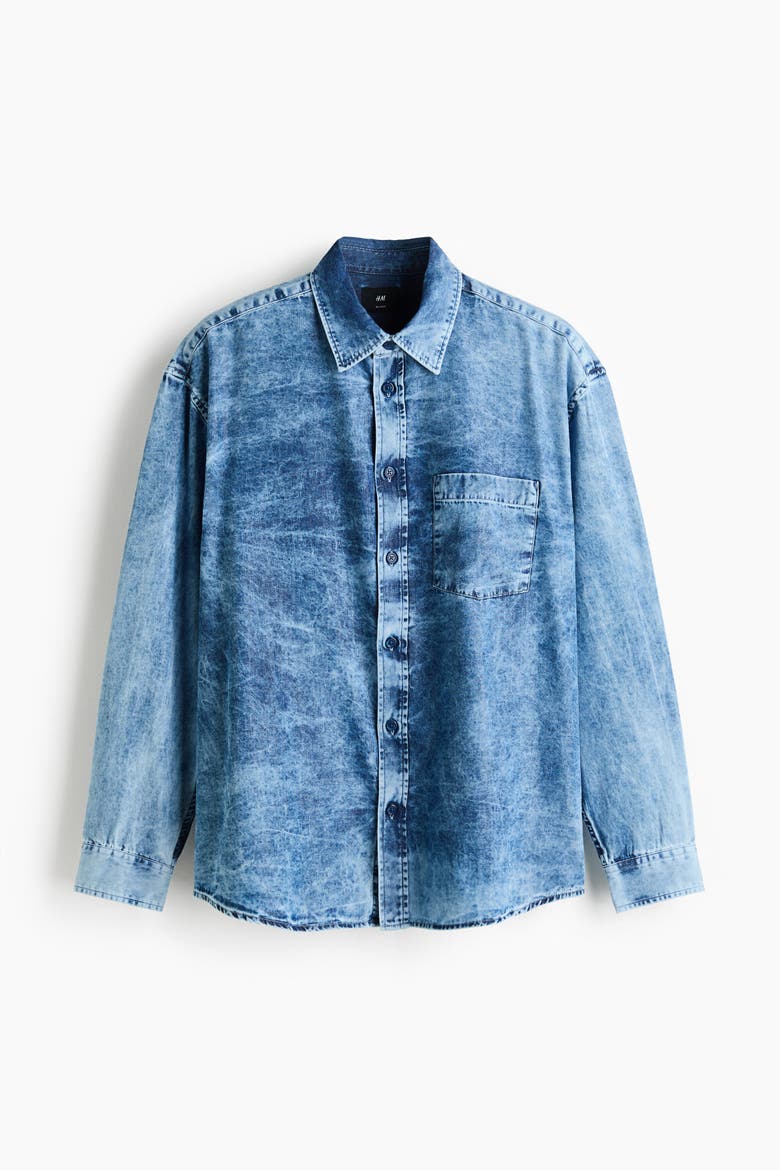 Relaxed-fit Washed Denim Shirt, Alternate, color, Washed denim blue