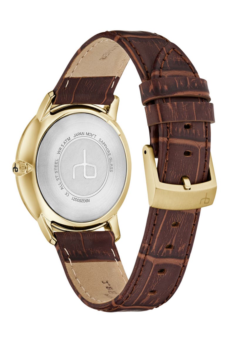 Manston Leather Strap Watch, 40mm, Alternate, color, GOLD-TONE/ BROWN