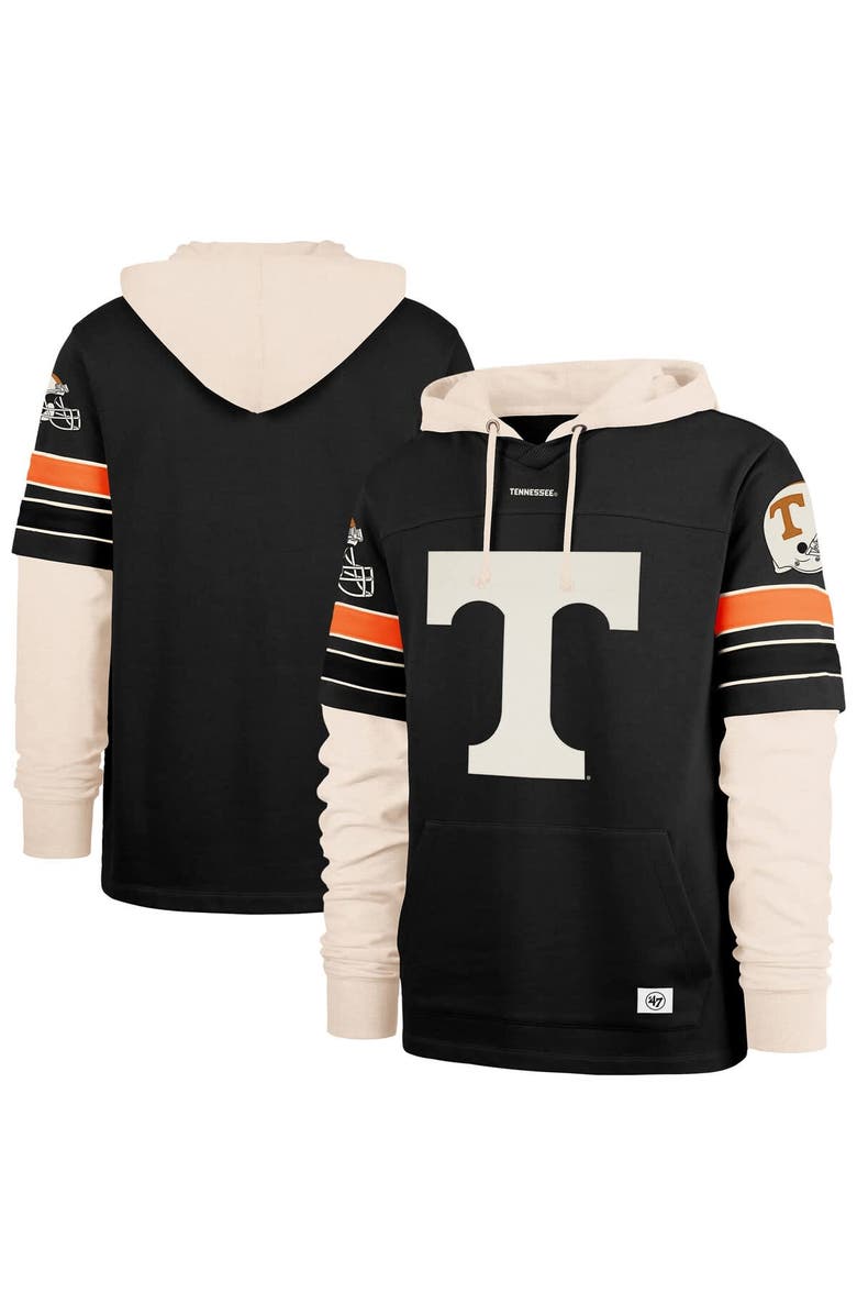 '47 Men's '47  Black Tennessee Volunteers Split Zone Cornerback Lacer Pullover Hoodie, Main, color, 
