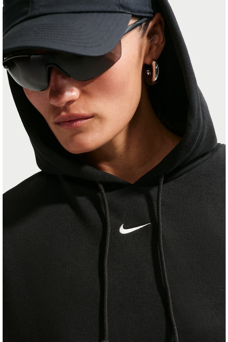 Phoenix Cap Sleeve Cotton Blend Hoodie, Alternate, color, BLACK/ SAIL