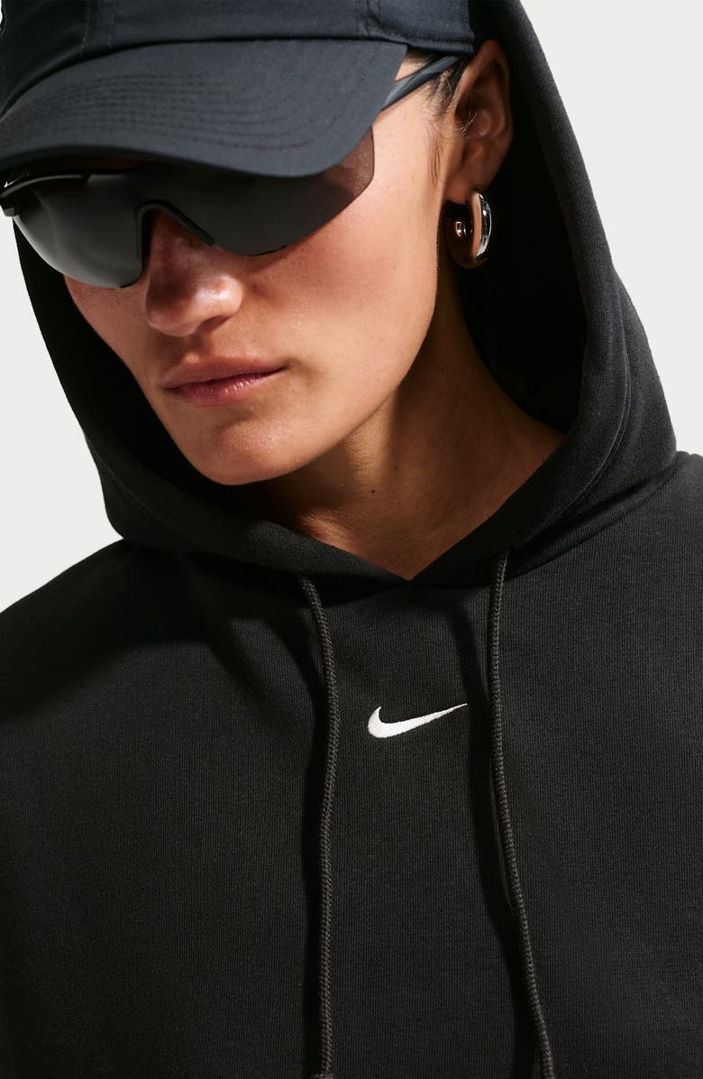 Nike Phoenix Cap Sleeve Cotton Blend Hoodie, Alternate, color, Black/ Sail