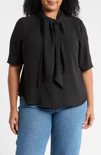 Bow Neck Short Sleeve Top