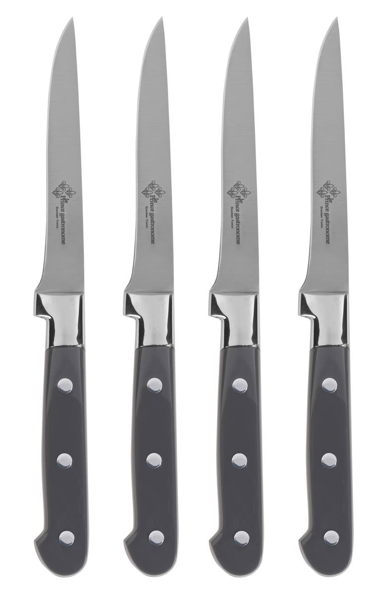 AU NAIN Prince Gastronome 4-Piece Steak Knife Set, Main, color, Pewter