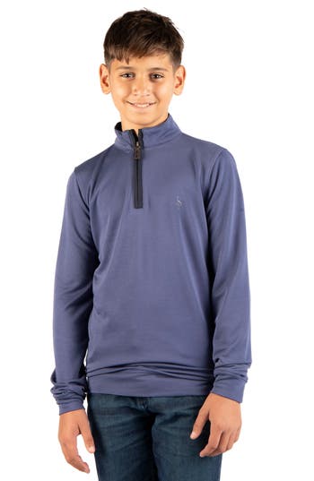 Tailorbyrd Kids' Modal Quarter Zip Sweater In Gray Blue