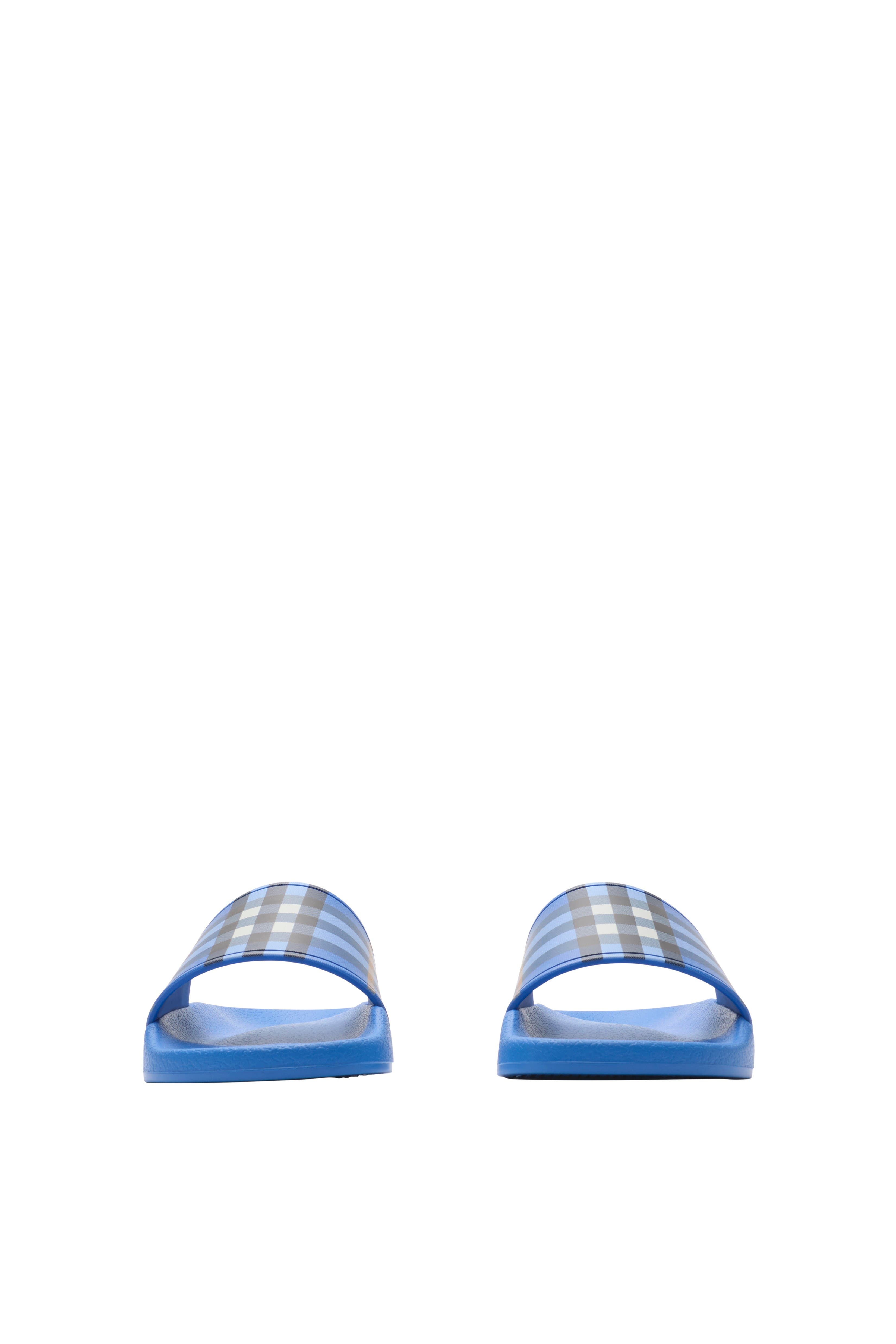 Burberry Check Slides, Alternate, color, Hyacinth Blue