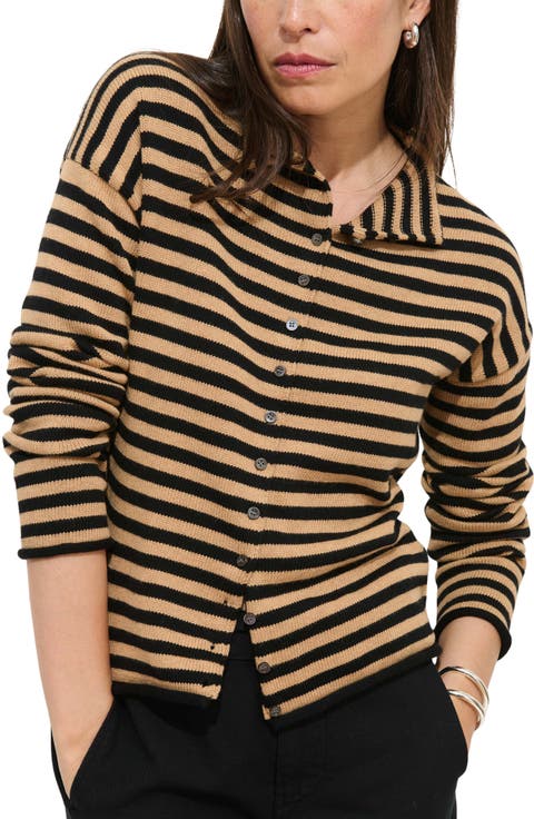 Taylor Stripe Cotton & Cashmere Cardigan