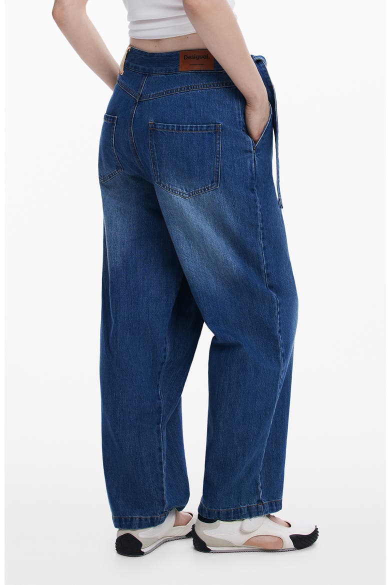 Faded Faux Wrap Jeans, Alternate, color, BLUE