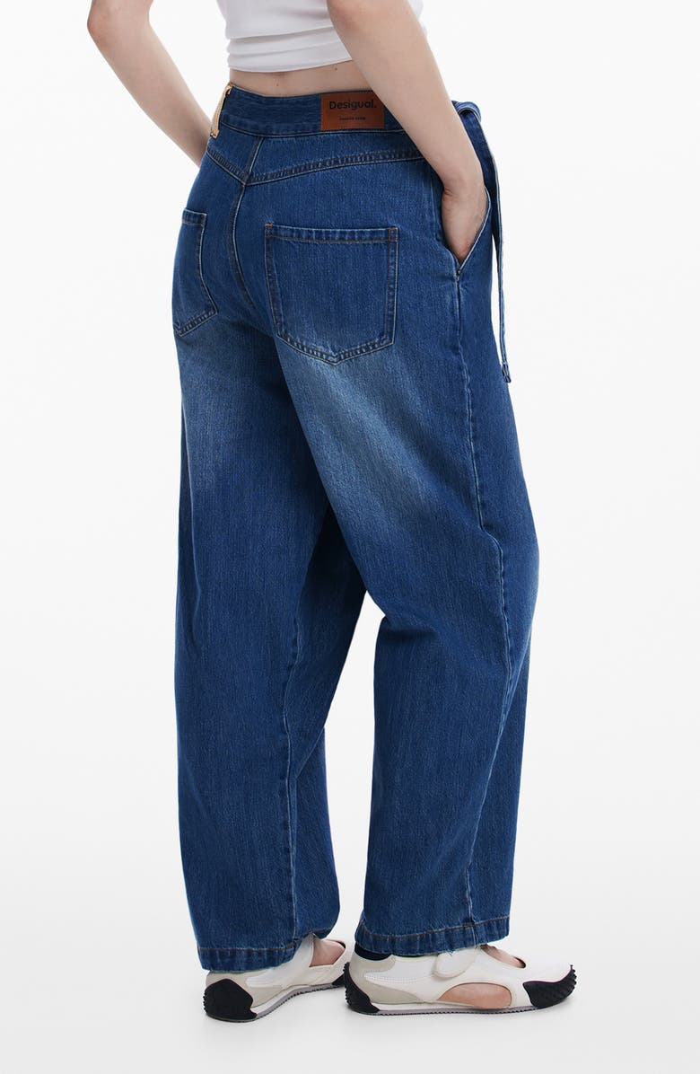 Desigual Faded Faux Wrap Jeans, Alternate, color, Blue