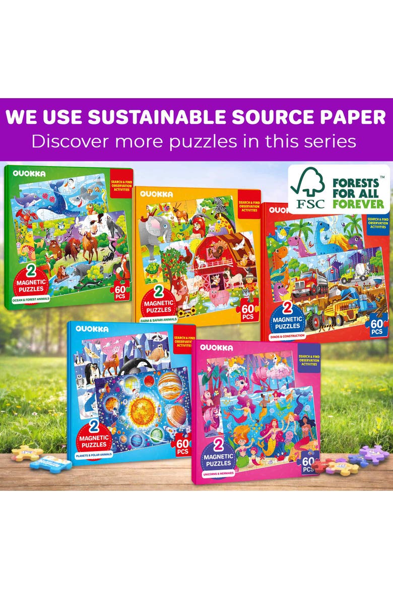 60 Pieces Magnetic Jigsaw Puzzles for Toddlers, Alternate, color, Space