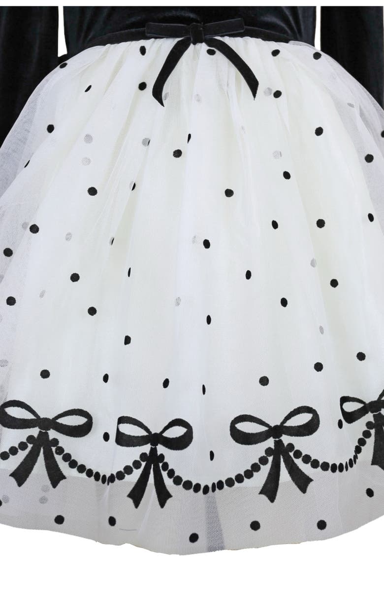 Zunie Kids' Velvet & Tulle Party Dress, Alternate, color, Black/ Ivory