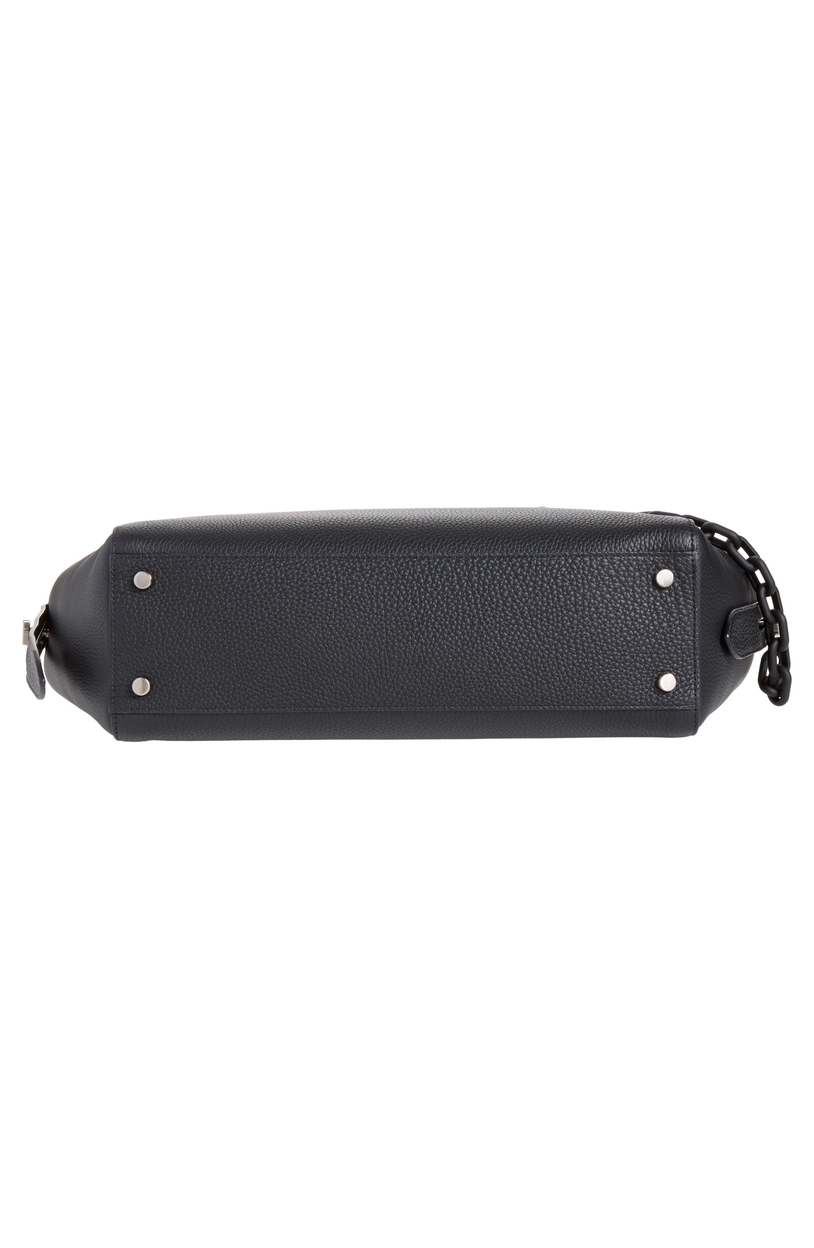 Lock Leather Shoulder Bag, Alternate, color, BLACK