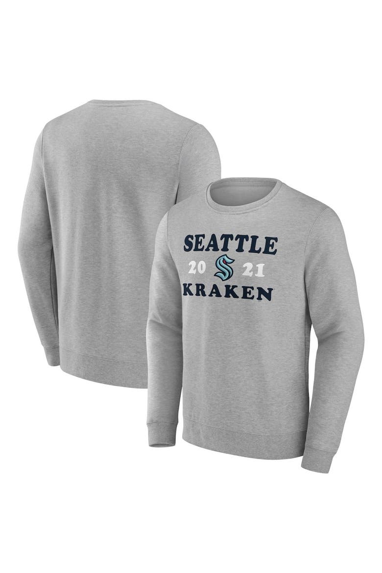 Men's Fanatics Branded Heather Charcoal Seattle Kraken Fierce Competitor Pullover Sweatshirt, Main, color, Charcoal