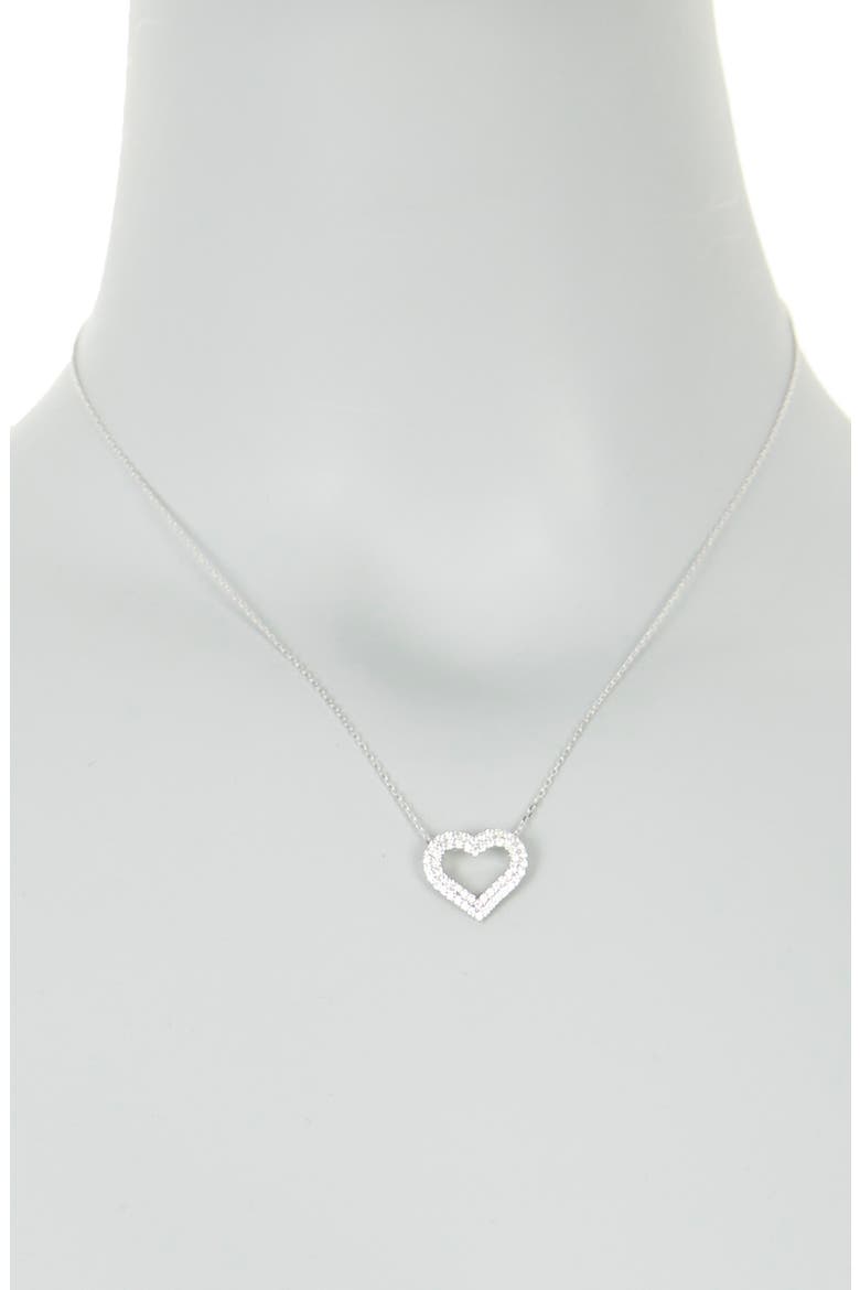 Sterling Silver Pave CZ Heart Pendant Necklace, Alternate, color, WHITE