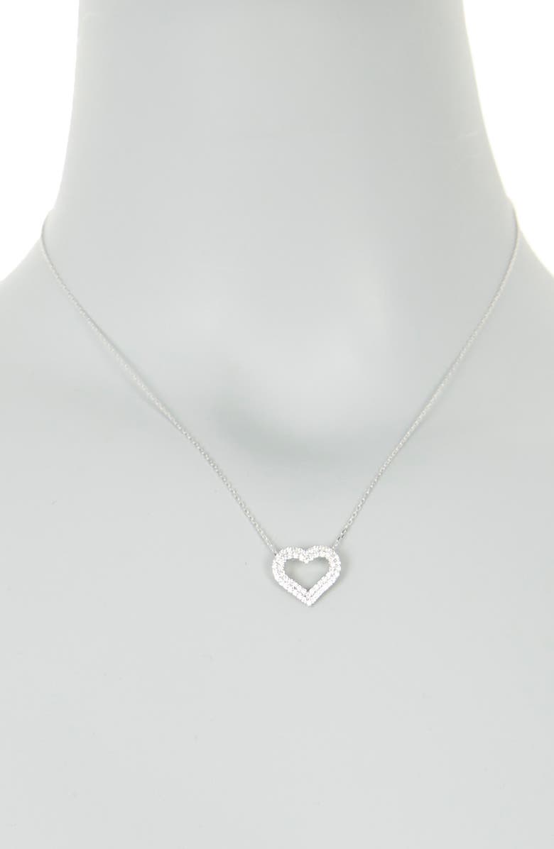 SUZY LEVIAN Sterling Silver Pave CZ Heart Pendant Necklace, Alternate, color, 