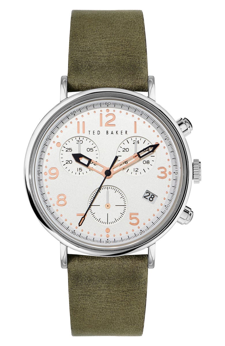 Ted Baker London Mimosaa Chronograph Leather Strap Watch, 41mm, Main, color, 