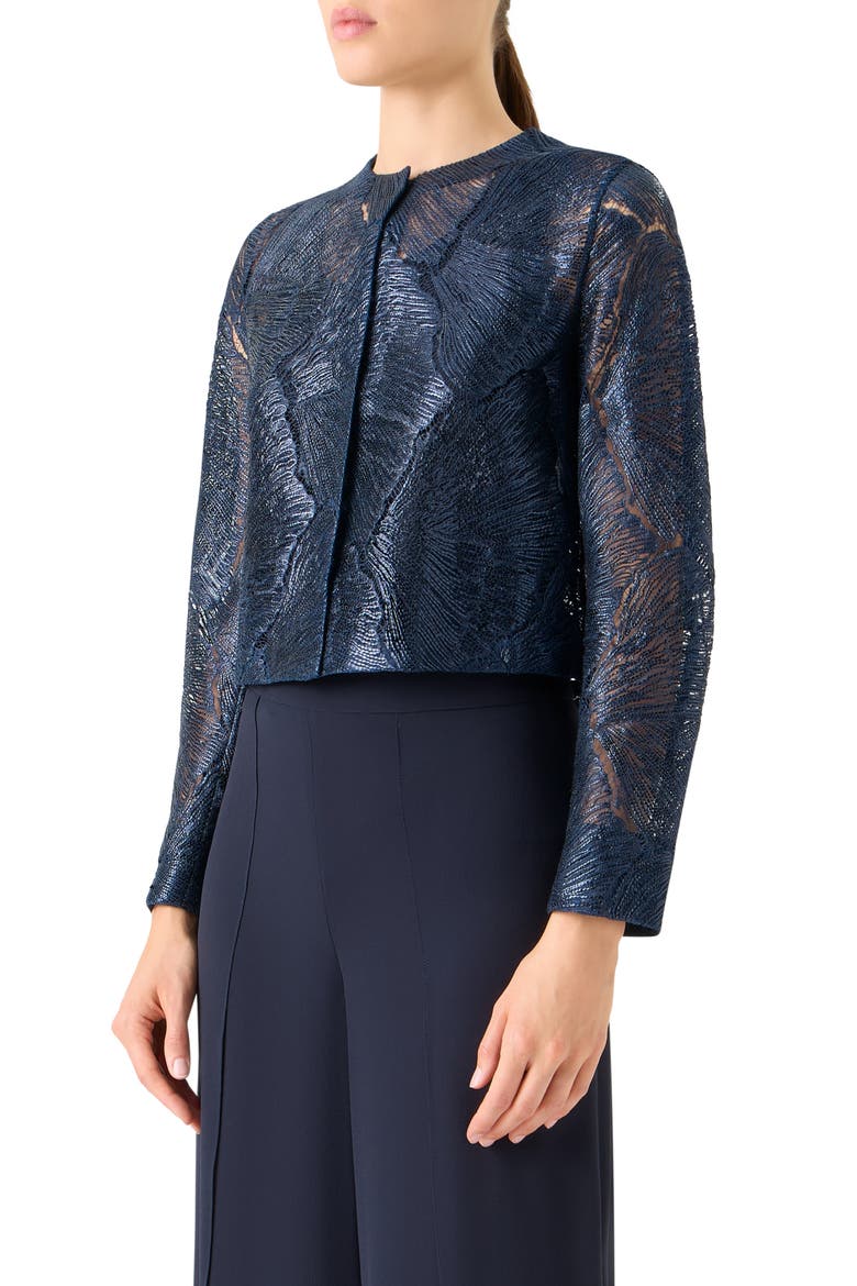 Haron Sea Fan Lace Jacket, Alternate, color, NAVY