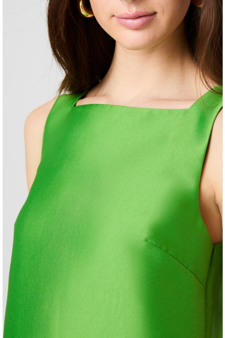 Structured Taffeta Sleeveless A-Line Top, Alternate, color, BOTANICA GREEN