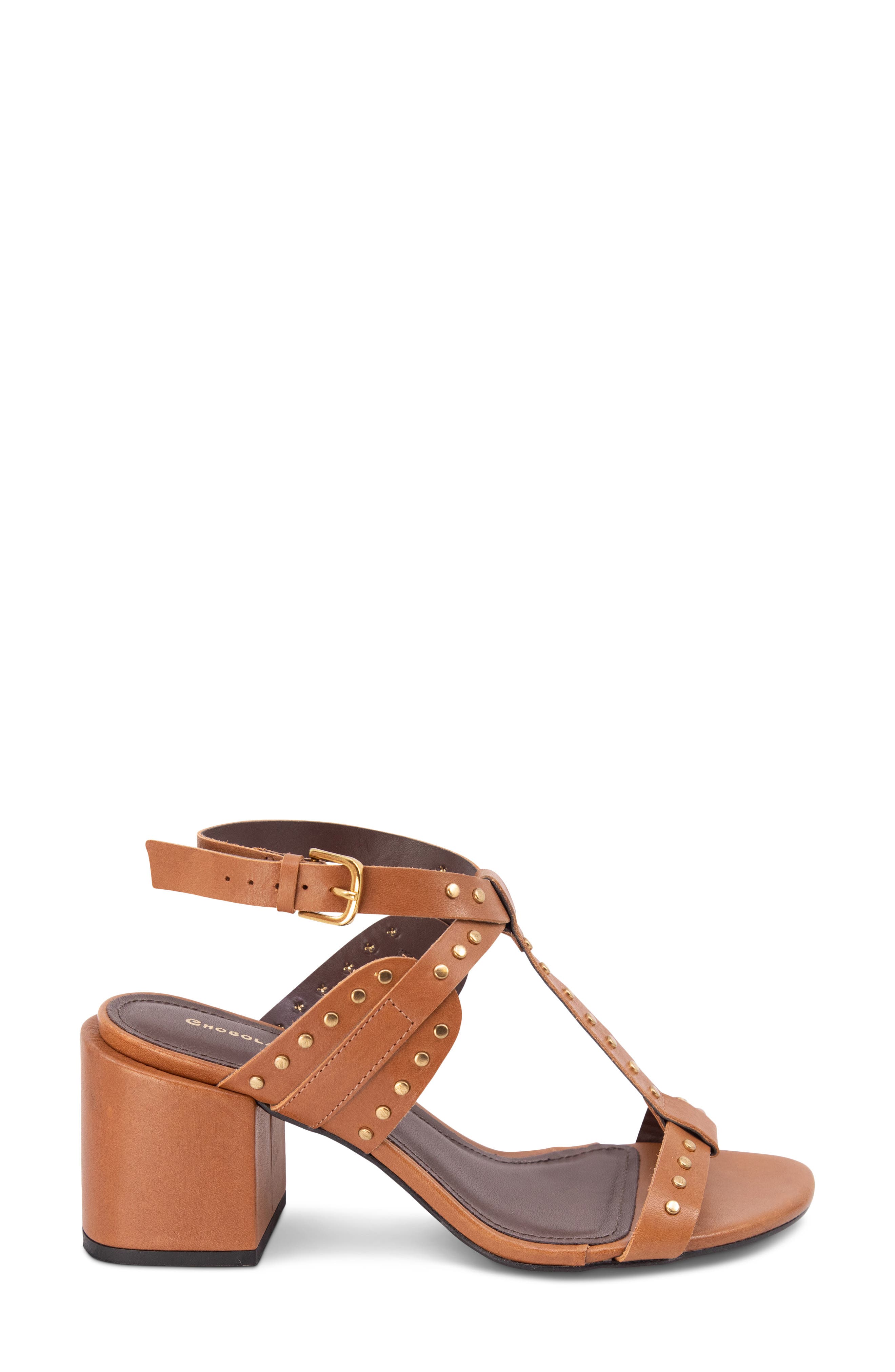 Chocolat Blu Edella Studded Ankle Strap Sandal, Alternate, color, Whiskey Leather
