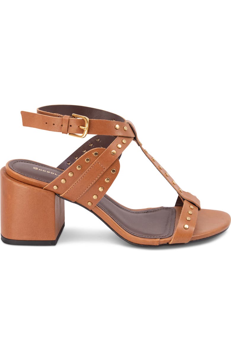 Chocolat Blu Edella Studded Ankle Strap Sandal, Alternate, color, Whiskey Leather
