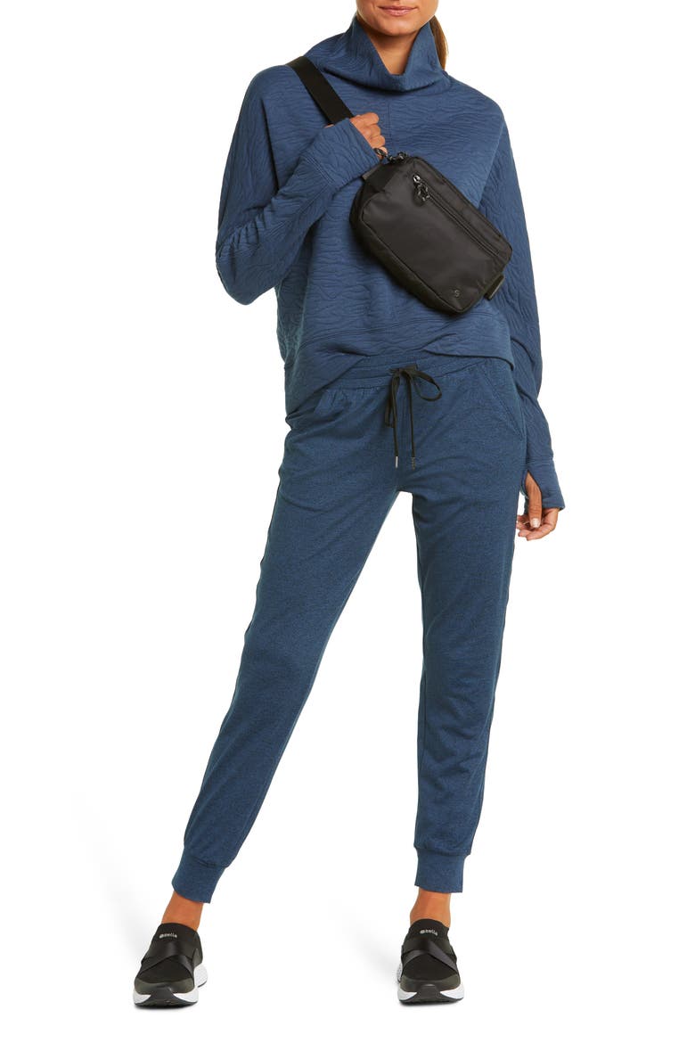 Carey Quilted Funnel Neck Pullover, Alternate, color, NAVY DENIM
