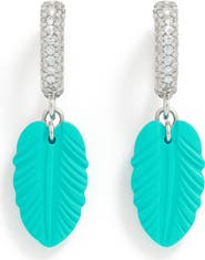 LA MENO Turquoise Leaf Drop Earrings