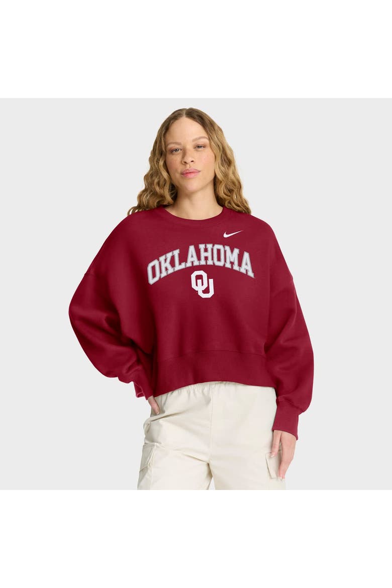 Women's Nike Crimson Oklahoma Sooners Oversized Phoenix Arch Pullover Sweatshirt, Main, color, Crimson