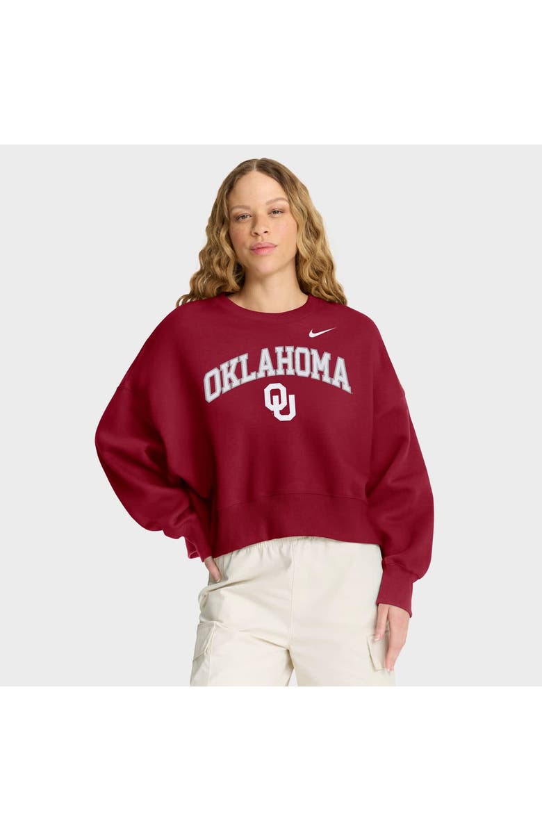 Nike Women's Nike Crimson Oklahoma Sooners Oversized Phoenix Arch Pullover Sweatshirt, Main, color, Crimson