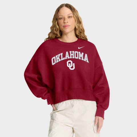 Women's Nike Crimson Oklahoma Sooners Oversized Phoenix Arch Pullover Sweatshirt