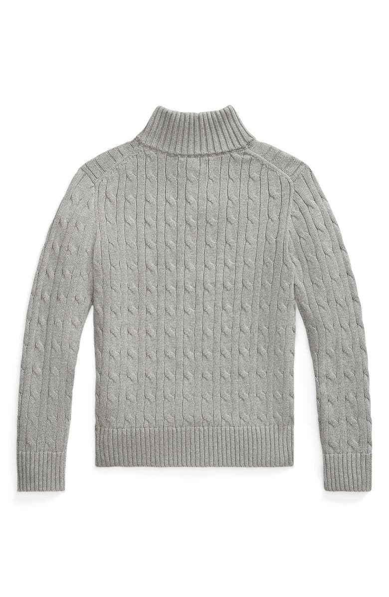 Polo Ralph Lauren Kids' Cable Knit Cotton Quarter Zip Sweater, Alternate, color, 