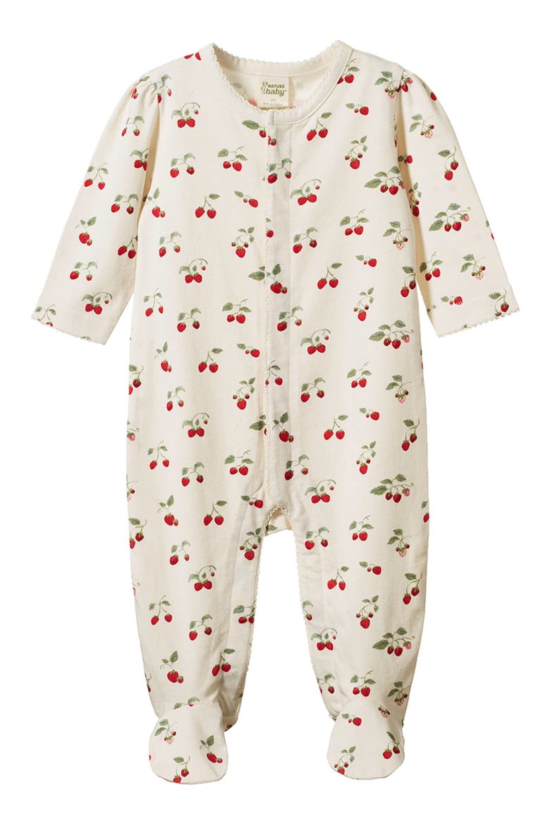 Lucy Organic Cotton Footie, Main, color, STRAWBERRY BLUSH PRI